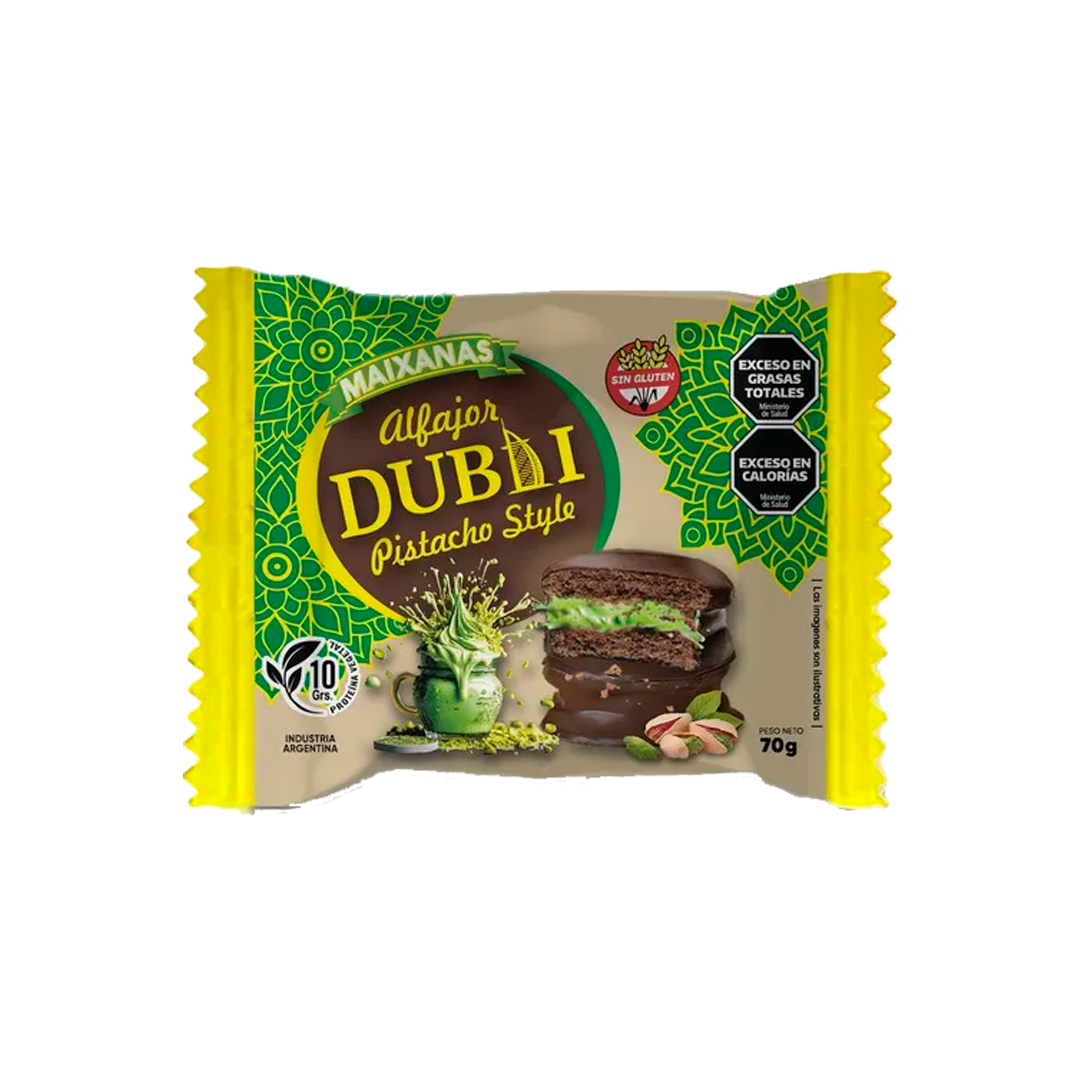 DUB001 Alfajor Dubai Pistacho Sin Gluten 14 Unidades X 70Gr - Image 1