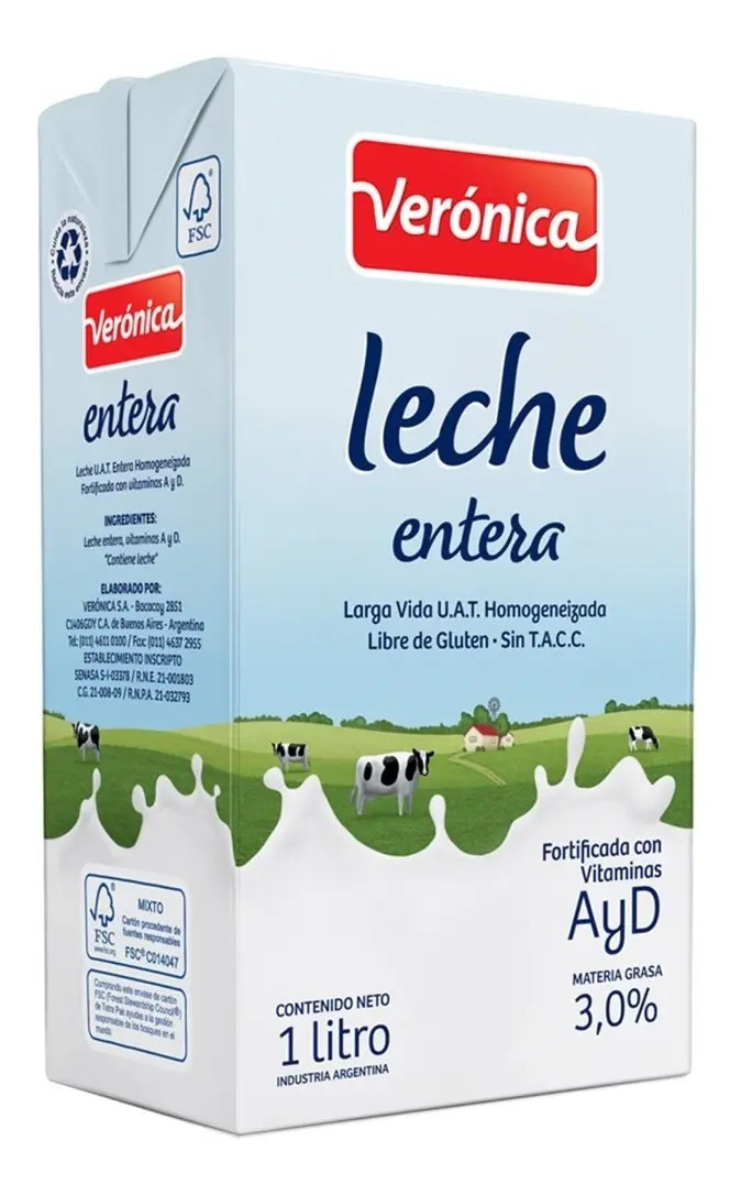 D_653774-MLA49264158435_032022-F Leche Larga Vida Entera Veronica X 1L - Image 1